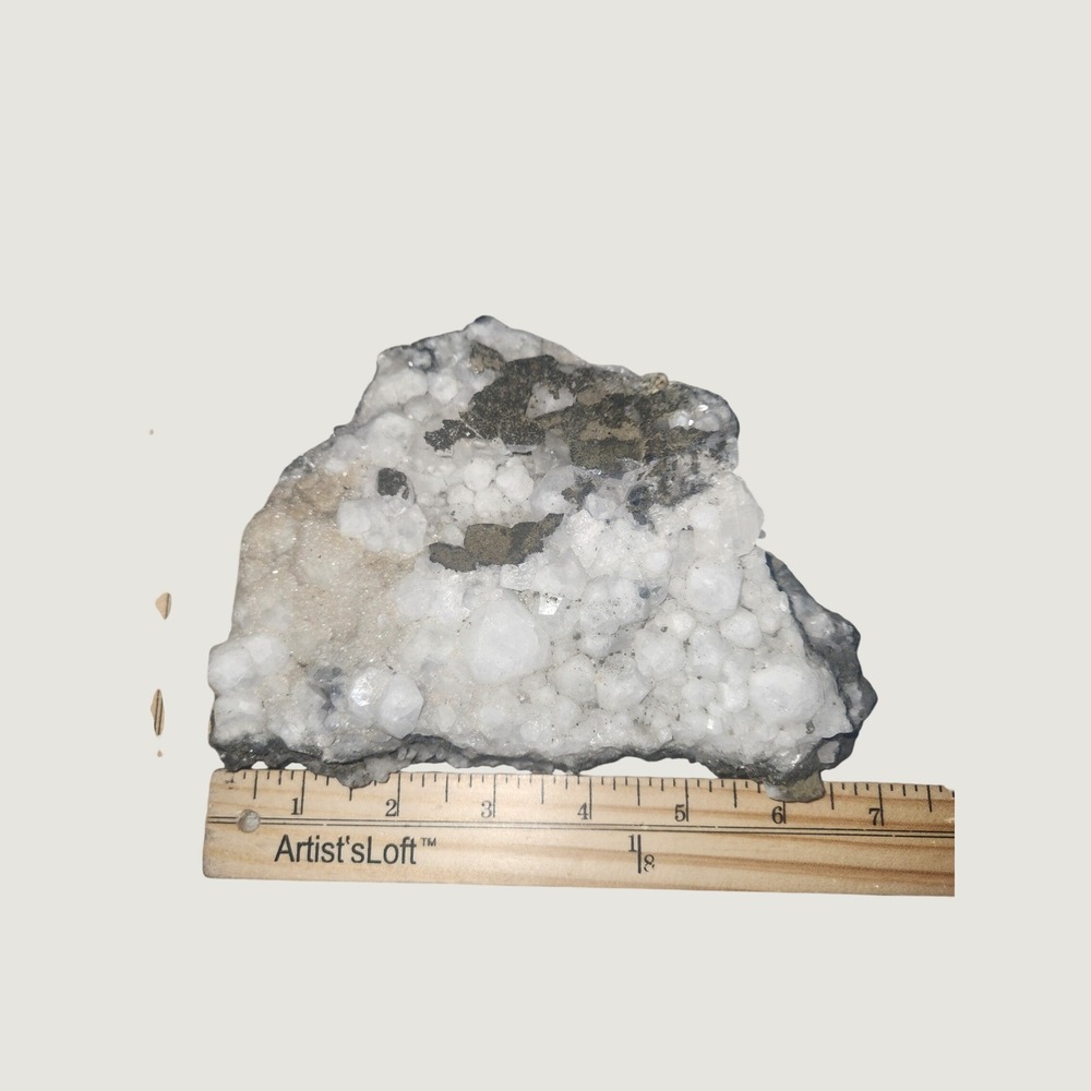 Natural White Crystal Cluster Raw Mineral Specimen Druzy Matrix 6.5" whimsical